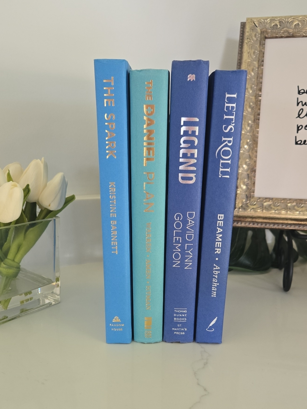 Curated Book Set 4 Decorative Hardcover Books - Blue Shelf Filler